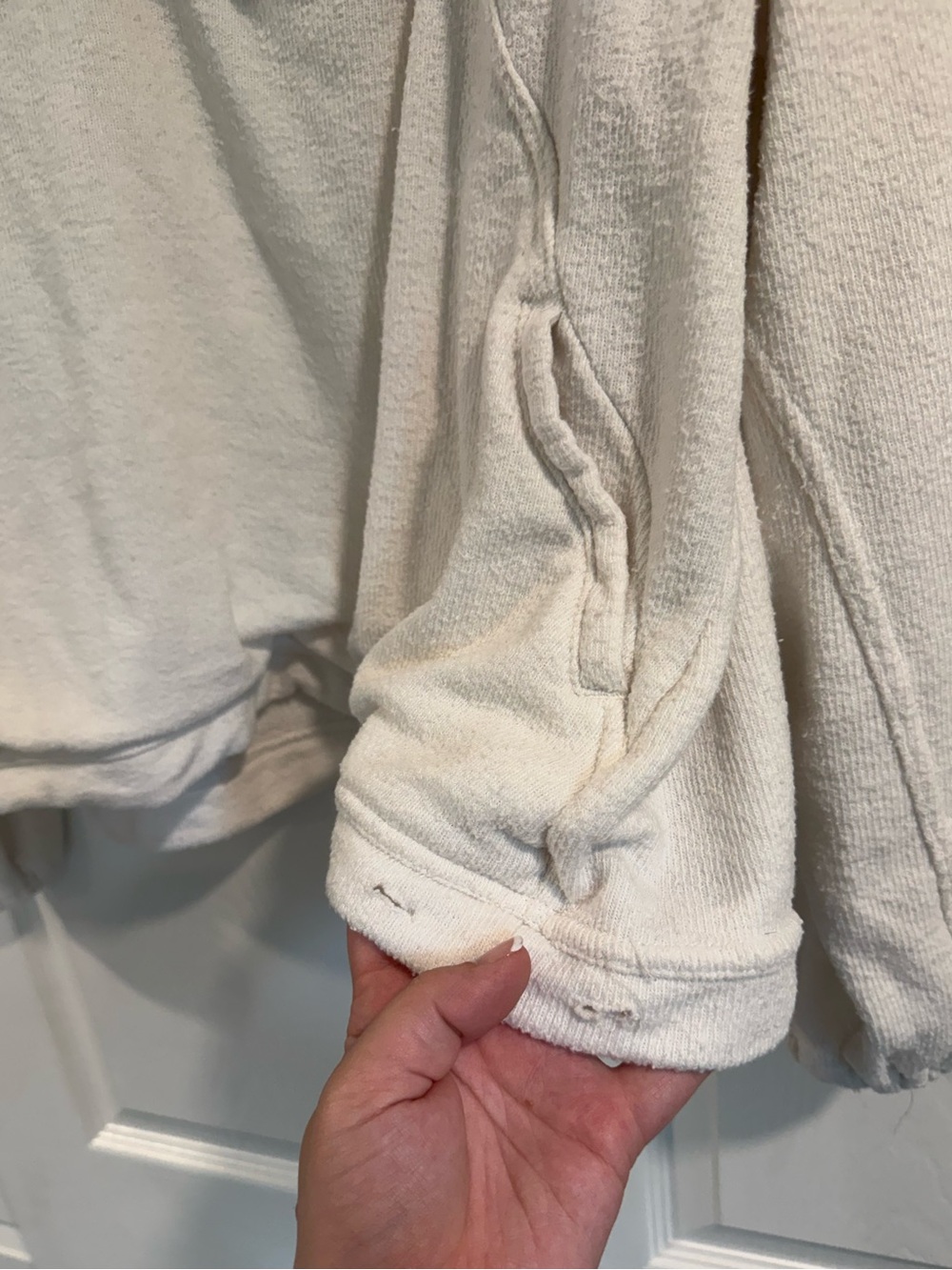 Free People Beach Terry Pullover Cream Hoodie - Picture 5 of 6